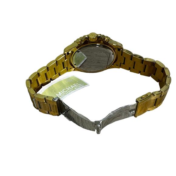 Michael Kors Everest Chronograph Gold Tone 42MM Turquoise Baguette Watch - Picture 5 of 8